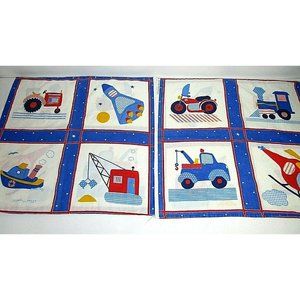 2 Pillow Cases Transportation Trucks Trains Plane Rocket Crane Boat Tractor Kids